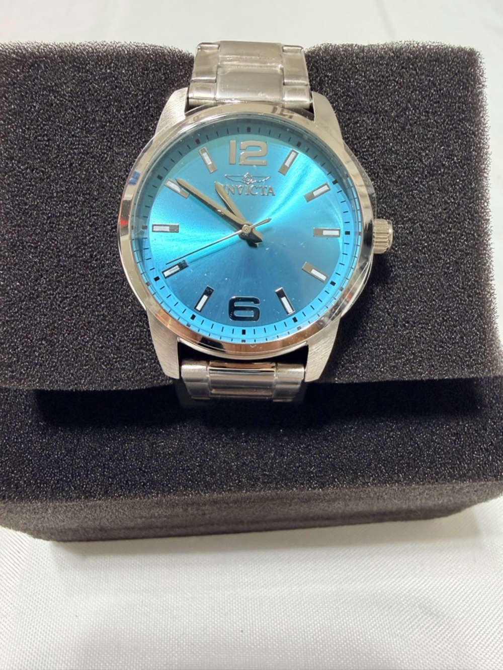 Invicta Women Stainless Steel Watch with Light Blue Sunburst Dial